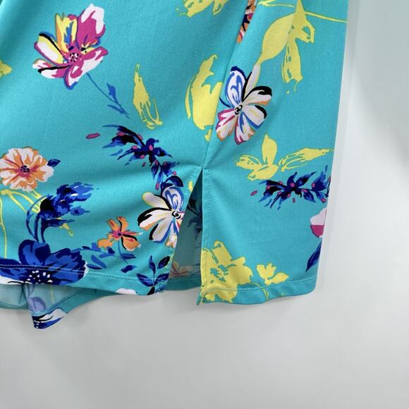 Susan Gravel Liquid Knit Paisley Floral Popover Top Size L Blue Pretty Office - Picture 4 of 11